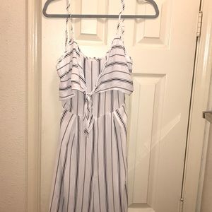 White jumpsuit with black stripes NWOT